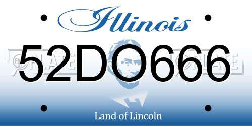52DO666 Illinois License Plate