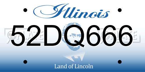 52DQ666 Illinois License Plate