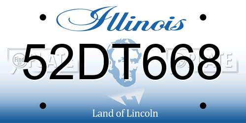 52DT668 Illinois License Plate