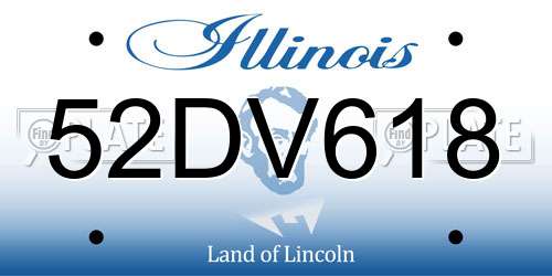 52DV618 Illinois License Plate