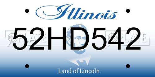 52HD542 Illinois License Plate