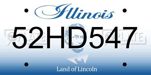 52HD547 Illinois License Plate
