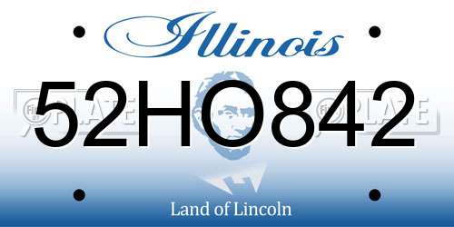 52HO842 Illinois License Plate