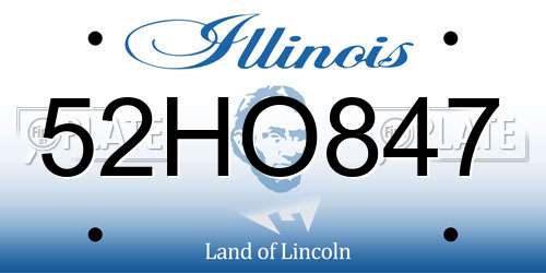 52HO847 Illinois License Plate