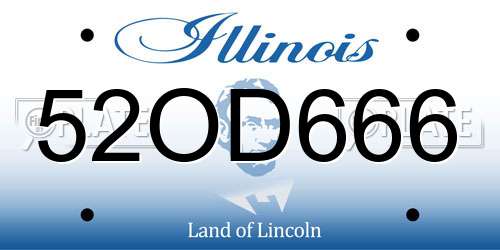 52OD666 Illinois License Plate