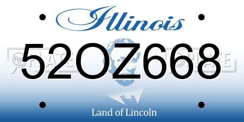 52OZ668 Illinois License Plate