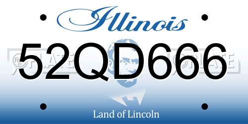 52QD666 Illinois License Plate