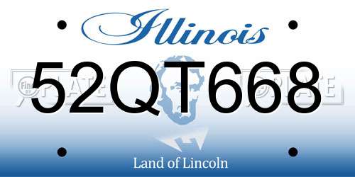 52QT668 Illinois License Plate