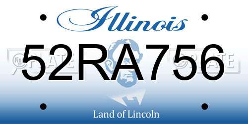 52RA756 Illinois License Plate