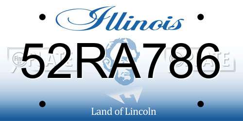 52RA786 Illinois License Plate