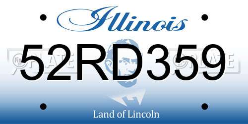 52RD359 Illinois License Plate