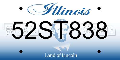 52ST838 Illinois License Plate