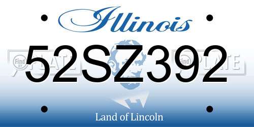 52SZ392 Illinois License Plate