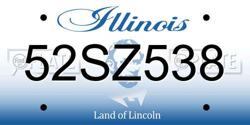 52SZ538 Illinois License Plate