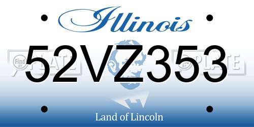52VZ353 Illinois License Plate