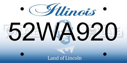 52WA920 Illinois License Plate