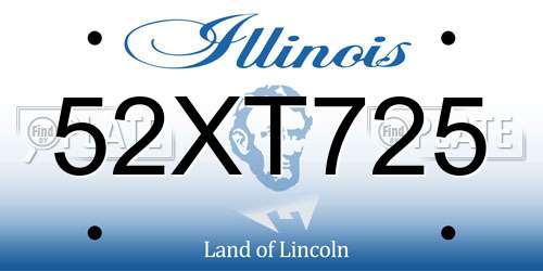 52XT725 Illinois License Plate