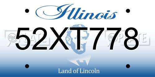 52XT778 Illinois License Plate