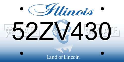 52ZV430 Illinois License Plate