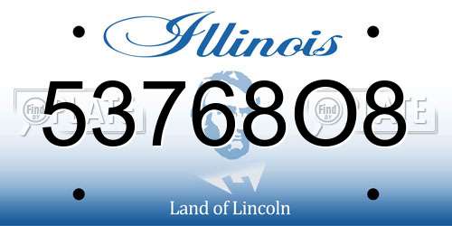 53768O8 Illinois License Plate