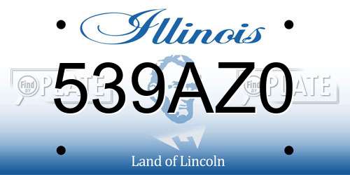 539AZ0 Illinois License Plate