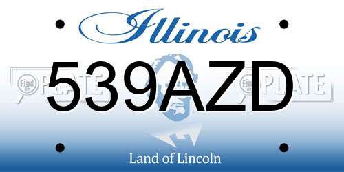 539AZD Illinois License Plate
