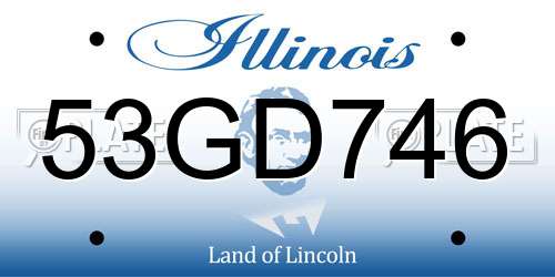 53GD746 Illinois License Plate