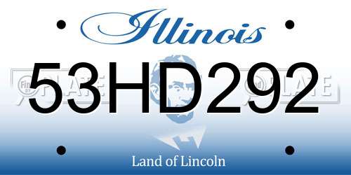 53HD292 Illinois License Plate