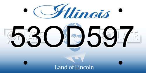53OD597 Illinois License Plate