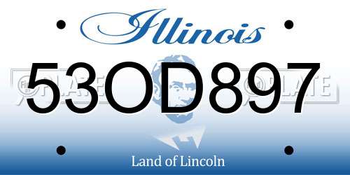 53OD897 Illinois License Plate