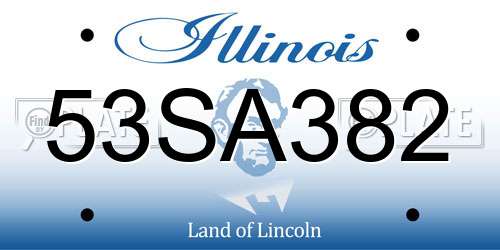 53SA382 Illinois License Plate