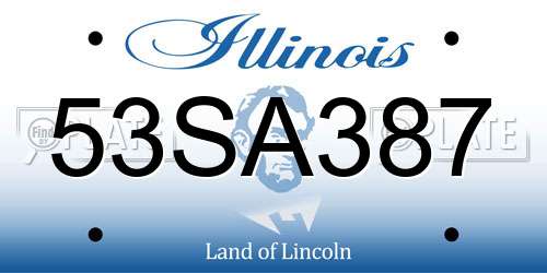 53SA387 Illinois License Plate