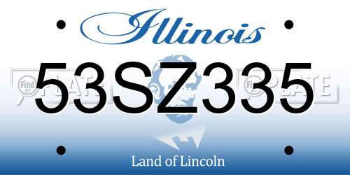 53SZ335 Illinois License Plate