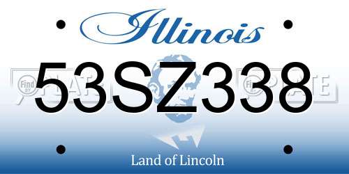 53SZ338 Illinois License Plate
