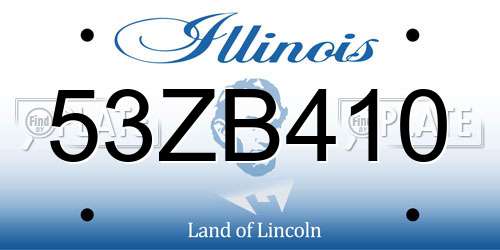 53ZB410 Illinois License Plate