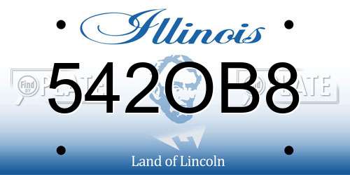 542OB8 Illinois License Plate