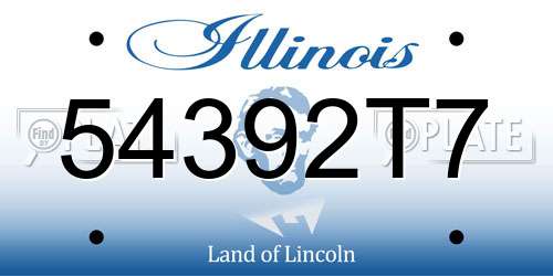 54392T7 Illinois License Plate