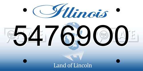 54769O0 Illinois License Plate
