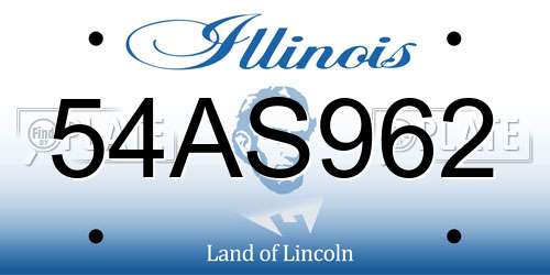 54AS962 Illinois License Plate