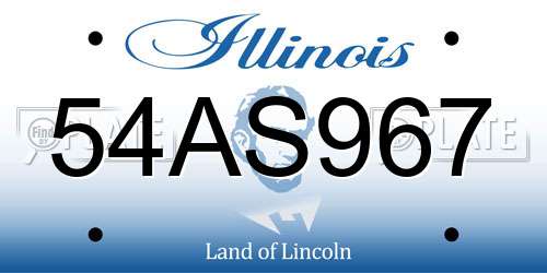 54AS967 Illinois License Plate