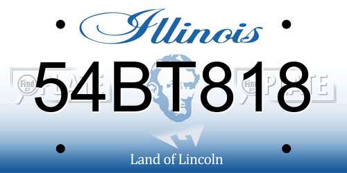 54BT818 Illinois License Plate