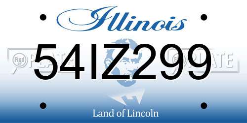 54IZ299 Illinois License Plate