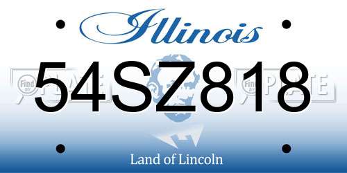 54SZ818 Illinois License Plate