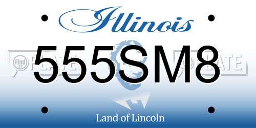 555SM8 Illinois License Plate