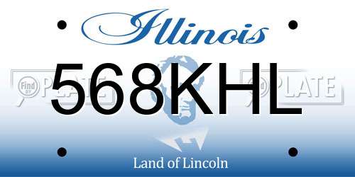 568KHL Illinois License Plate