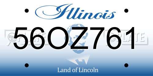 56OZ761 Illinois License Plate
