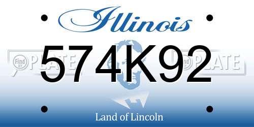 574K92 Illinois License Plate
