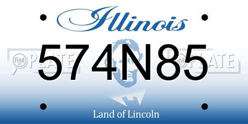 574N85 Illinois License Plate