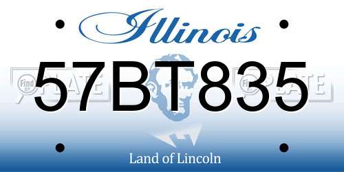 57BT835 Illinois License Plate