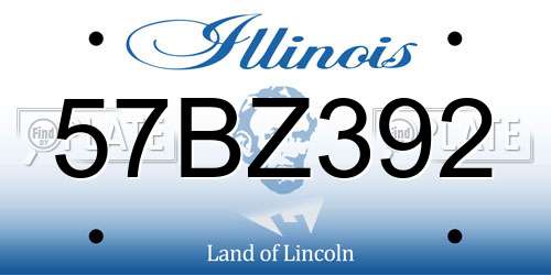 57BZ392 Illinois License Plate